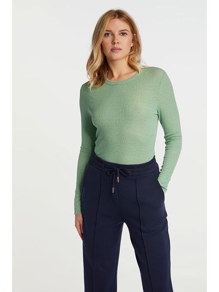 Rich & Royal Koszulka w kolorze zielonym rozmiar: S. Zielone bluzki damskie Rich & Royal, s, bez wzorów, prążkowane, bez kołnierzyka, bez ramiączek. Za 104.89 zł.