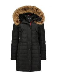 Geographical Norway Płaszcz pikowany "Charlize" w kolorze czarnym rozmiar: S. Czarne płaszcze damskie Geographical Norway, s, z aplikacjami, bez kaptura. Za 241.56 zł.