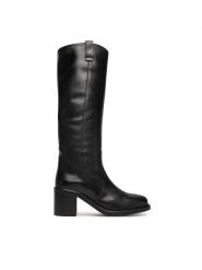 Tommy Hilfiger Kozaki Riding Lthr Long Boot Block Heel FW0FW08777 Czarny. Czarne kozaki damskie Tommy Hilfiger, ze skóry, bez obcasa, na słupku, bez zapięcia. Za 1,039.00 zł.