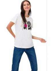 Heine Koszulka w kolorze kremowym rozmiar: 38. Brązowe koszulki damskie Heine, bez wzorów, bez kołnierzyka, bez ramiączek. Za 34.99 zł.