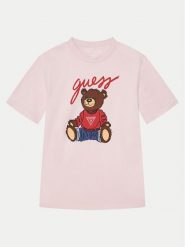 Guess T-Shirt H4BJ06 I3Z14 Różowy Regular Fit. Czerwone koszulki i t-shirty dziewczęce Guess, z aplikacjami, z bawełny, bez kołnierzyka, bez ramiączek. Za 79.99 zł.