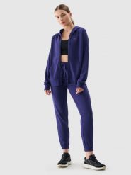4F Spodnie dresowe joggery damskie - granatowe XXL. Niebieskie spodnie dresowe damskie 4F, bez wzorów, z bawełny. Za 129.99 zł.
