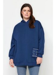 Trendyol Bluza w kolorze niebieskim rozmiar: XXL. Niebieskie bluzy damskie Trendyol, xxl, bez wzorów, z kapturem. Za 86.99 zł.