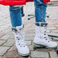 Białe zimowe śniegowce damskie z membraną American Club Softshell Sn08. Białe śniegowce damskie American CLUB, z jeansu. Za 249.00 zł.