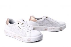 MUSTANG 26M048200100 white, półbuty damskie. Białe półbuty damskie Mustang, bez wzorów, bez obcasa, bez zapięcia. Za 242.17 zł.