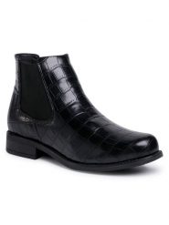 Jenny Fairy Sztyblety TTT-DESA-01 Czarny. Czarne botki damskie Jenny Fairy, ze skóry, bez obcasa, na płaskiej podeszwie, bez zapięcia. Za 57.99 zł.