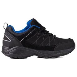 Buty trekkingowe damskie DK Waterproof czarno niebieskie czarne. Czarne obuwie trekkingowe damskie z materiału, bez zapięcia. Za 197.04 zł.