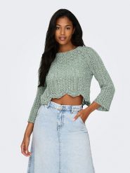 ONLY Sweter w kolorze zielonym rozmiar: XL. Zielone swetry klasyczne damskie Only, xl, z asymetrycznym kołnierzem. Za 79.03 zł.