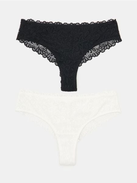 Majtki stringi z koronką 2 pack - wielobarwny. Stringi Sinsay, bez wzorów, z koronki. Za 19.99 zł.