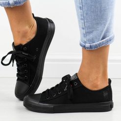 Czarne trampki damskie Big Star Jj274003. Czarne trampki damskie Big Star, bez wzorów, z tkaniny, bez zapięcia. Za 125.80 zł.