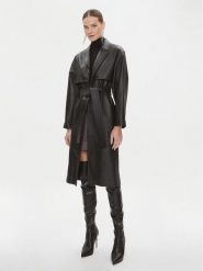 Calvin Klein Trencz K20K206719 Czarny Regular Fit. Czarne płaszcze damskie Calvin Klein, bez wzorów, ze skóry, bez kaptura. Za 4,689.00 zł.