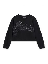 Guess Bluza J6YQ02 K4420 Czarny Regular Fit. Czarne bluzy dziewczęce Guess, z aplikacjami, z bawełny, bez ramiączek, bez kaptura. Za 194.99 zł.
