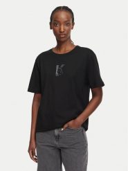Karl Lagerfeld Jeans T-Shirt B3W17018 Czarny Regular Fit. Czarne t-shirty damskie Karl Lagerfeld Jeans, m, bez wzorów, z bawełny, bez kołnierzyka. Za 219.99 zł.