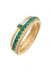 Elli Damski zestaw soliter Memoire z kryształami szklanymi z pozłacanym srebrze 925 Sterling Silver Pierścionki 1 ct. Szare pierścionki damskie Elli, pozłacane. Za 279.64 zł.