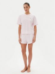 Tommy Hilfiger Piżama UW0UW05912 Różowy Regular Fit. Czerwone piżamy damskie Tommy Hilfiger, bez wzorów, z bawełny, bez ramiączek. Za 189.99 zł.
