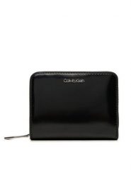 Calvin Klein Portfel Ck Must Medium Zip Around_Shiny K60K612847 Czarny. Czarne portfele damskie Calvin Klein, bez wzorów, ze skóry. Za 159.99 zł.