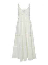 YAS Sukienka letnia Anina 26038014 Biały Regular Fit. Białe sukienki damskie YAS, bez wzorów, z bawełny, bez ramiączek. Za 259.99 zł.