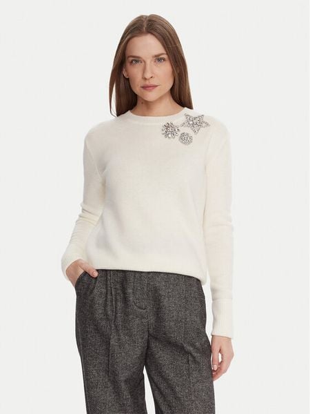 KAOS Sweter RI1KT022 Écru Regular Fit. Swetry klasyczne damskie KAOS, l, z wełny, bez kołnierzyka. Za 579.99 zł.