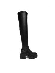 DeeZee Muszkieterki CEO-WS6575-02 Czarny. Czarne kozaki damskie DeeZee, ze skóry, bez obcasa, na słupku, bez zapięcia. Za 249.99 zł.