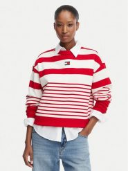 Tommy Jeans Bluza DW0DW22824 Czerwony Regular Fit. Czerwone bluzy damskie Tommy Jeans, s, bez wzorów, z bawełny, bez kaptura. Za 449.99 zł.