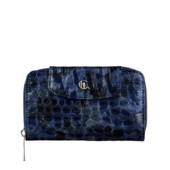 Damski portfel skórzany Canaletto – faktura kropli z RFID | Elegancja i bezpieczeństwo PD1445s288 RFID. Niebieskie portfele damskie bez wzorów, ze skóry. Za 180.50 zł.