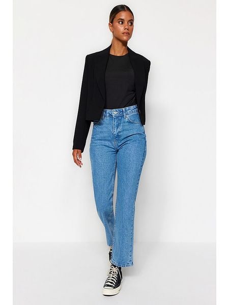 Trendyol Dżinsy - Regular fit - w kolorze niebieskim rozmiar: 36. Niebieskie jeansy damskie Trendyol, z podwyższonym stanem. Za 86.99 zł.