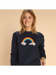 WOOOP Bluza "Candy rainbow" w kolorze granatowym rozmiar: M. Niebieskie bluzy damskie Wooop, m, bez wzorów, z bawełny, bez kaptura. Za 100.99 zł.