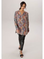 Aniston Bluzka ze wzorem rozmiar: 52. Bluzki damskie Aniston, bez wzorów, z wiskozy, bez kołnierzyka, bez ramiączek. Za 173.99 zł.