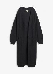 Długi kardigan z obniżoną linią ramion. Szare kardigany damskie bonprix, bez wzorów. Za 129.99 zł.