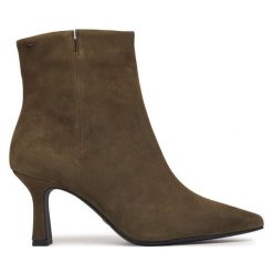 Botki Tamaris. Zielone botki damskie Tamaris, bez obcasa, na szpilce, bez zapięcia. Za 484.99 zł.