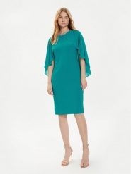 Joseph Ribkoff Sukienka koktajlowa 242731 Turkusowy Slim Fit. Niebieskie sukienki damskie Joseph Ribkoff, bez wzorów, z syntetyku, wizytowe, bez ramiączek. Za 679.99 zł.