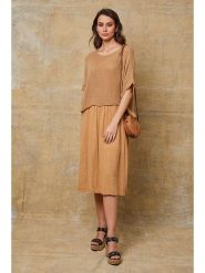 Fleur de Lin Sukienka "Dilla" w kolorze karmelowym rozmiar: XL. Brązowe sukienki damskie Fleur de Lin, bez wzorów, z bawełny, bez ramiączek. Za 228.38 zł.