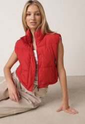 Czerwona Krótka Kamizelka Pikowana Typu Puffer Niraemius. Czerwone kamizelki damskie Born2be, l, bez wzorów, z poliesteru, bez kaptura. Za 89.99 zł.