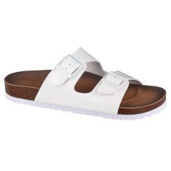 Klapki damskie Skechers Granolagloss Floss. Białe klapki damskie Skechers, bez wzorów, z materiału, bez obcasa, bez zapięcia. Za 334.40 zł.