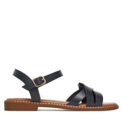 Sandały Lasocki. Niebieskie sandały damskie Lasocki, bez wzorów, bez obcasa, na płaskiej podeszwie, bez zapięcia. Za 149.99 zł.