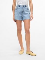 Vero Moda Szorty dżinsowe w kolorze błękitnym rozmiar: XS. Niebieskie szorty damskie Vero Moda, z aplikacjami, z bawełny, z podwyższonym stanem. Za 79.03 zł.