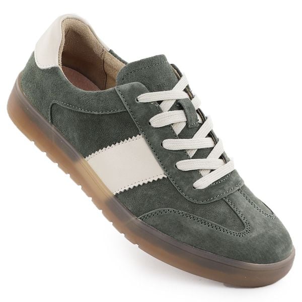 Skórzane półbuty damskie sportowe khaki Filippo DP6770. Brązowe półbuty damskie Filippo, bez wzorów, ze skóry, bez obcasa, bez zapięcia. Za 167.99 zł.