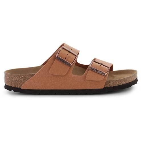 Klapki damskie Birkenstock Arizona BS. Brązowe klapki damskie Birkenstock, bez wzorów, z materiału, bez obcasa, bez zapięcia. Za 339.00 zł.