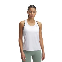 Top treningowy damski Under Armour Tech Knockout Tank. Białe koszulki sportowe damskie Under Armour, l, bez wzorów, bez ramiączek. Za 88.99 zł.