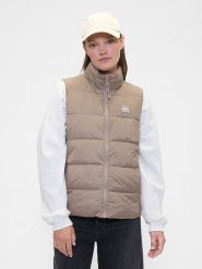 GAP Kamizelka pikowana w kolorze beżowym rozmiar: XL. Brązowe kamizelki damskie GAP, xl, bez wzorów, bez kaptura. Za 113.63 zł.