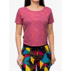 Koszulka wspinaczkowa damska La Sportiva Dimension T-Shirt. Fioletowe koszulki sportowe damskie La Sportiva, bez wzorów, bez ramiączek. Za 219.99 zł.