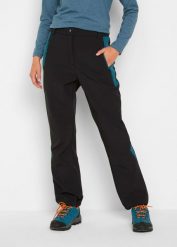 Spodnie softshell, odpychające wodę, Straight Fit. Czarne spodnie dresowe damskie bonprix, bez wzorów, z softshellu. Za 199.99 zł.
