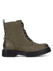 Lasocki Trzewiki WI23-STYX-10 Khaki. Brązowe botki damskie Lasocki, z nubiku, bez obcasa, na płaskiej podeszwie, bez zapięcia. Za 249.99 zł.