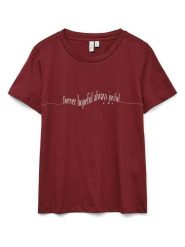 Vero Moda Koszulka w kolorze czerwonym rozmiar: L. Czerwone bluzki damskie Vero Moda, l, bez wzorów, z bawełny, bez kołnierzyka, bez ramiączek. Za 52.79 zł.