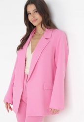 Różowa Marynarka Oversize Niezapinana Basi. Czerwone marynarki i żakiety damskie Born2be, l, bez wzorów. Za 119.99 zł.