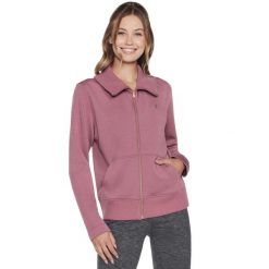 Bluza dresowa sportowa damska Hoodless Hoodie Skechcloud Jacket. Czarne bluzy damskie Skechers, l, bez wzorów, z dresówki, bez kaptura. Za 299.99 zł.