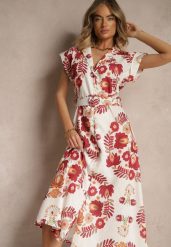 Bordowa Koszulowa Sukienka z Wiskozą z Dodatkowym Paskiem Nitapinia. Czerwone sukienki damskie Renee, z aplikacjami, z jeansu, eleganckie, bez ramiączek. W wyprzedaży za 143.99 zł.