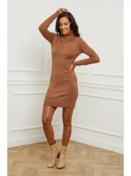 Soft Cashmere Sukienka dzianinowa w kolorze jasnobrązowym rozmiar: 38/40. Brązowe sukienki damskie Soft Cashmere, bez wzorów, z dzianiny, klasyczne, bez ramiączek. Za 123.53 zł.