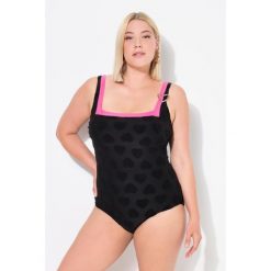 Damski Kostium kąpielowy serca dekolt karo miękkie miseczki. Czarne stroje jednoczęściowe Ulla Popken, bez wzorów, z elastanu. Za 244.99 zł.