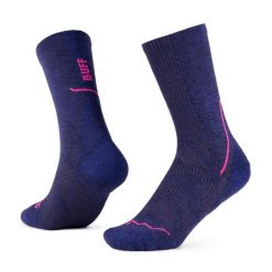 Skarpety do biegania Buff Dryflx Crew Sock DC. Fioletowe skarpetki damskie Buff, bez wzorów, z elastanu. Za 117.69 zł.